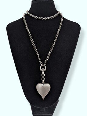 Danon Belcher Infinity Chain Swarovski Crystal Brushed Heart Pendant Necklace